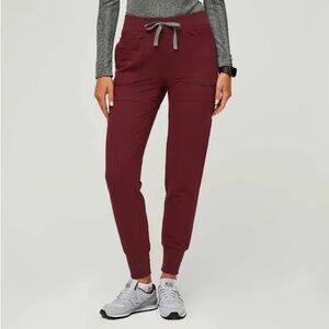 Like New FIGS Nepal skinny jogger scrub pants in dark cherry color (XL Tall)